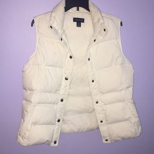 Lands End Medium White Puffer Vest